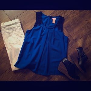 Electric blue w/ lace top